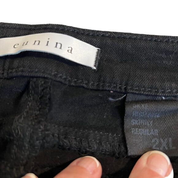 Eunina wide button front black stretch denim jeans 2XL - Picture 4 of 8
